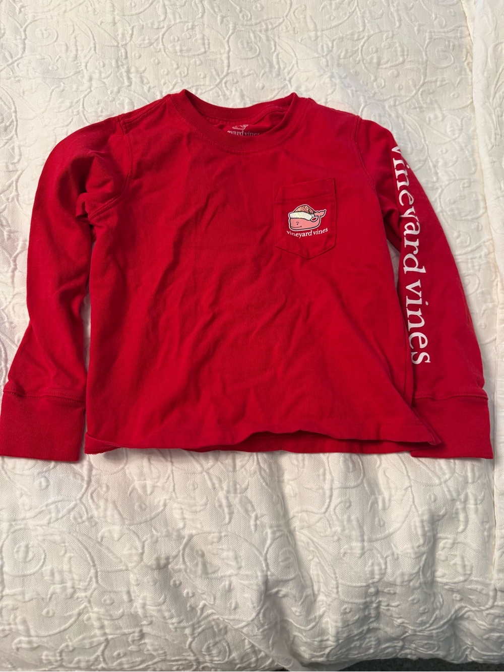 Vineyard Vines 3T Long-Sleeve Pocket Tee sparkle Santa